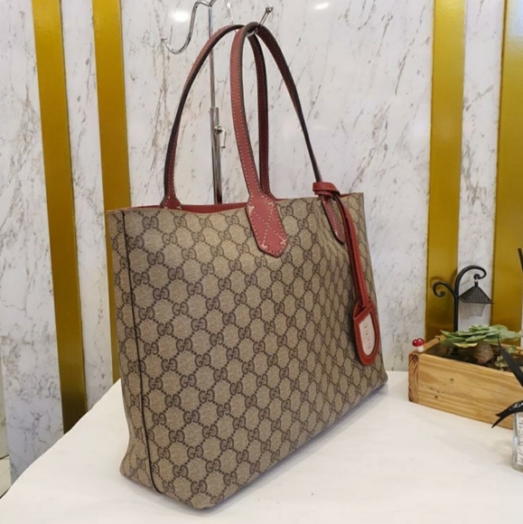 Gucci Beige GG and Red Leather Supreme Monogram - Picture 2 of 8